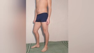 Young hot guy posing in underwear - blue briefs - boxers