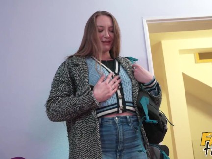 Fake Hostel - New couple hook up before being joined by horny backpacker for a threesome