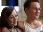 Brunette teen with natural boobs gets her pussy and ass fucked hard 1/16