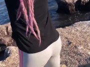 OnlyFans Girl sucks sweathy dick from running trainer at the ocean 16/16