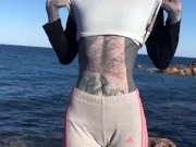 OnlyFans Girl sucks sweathy dick from running trainer at the ocean 8/16