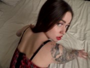 Trying on a new outfit and fucking doggy-style really hard---Cum on my face--- 5/16