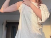 teasing skinny girl show biceps 12/16