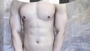 Smooth Muscle Asian Guy Showers in White Underwear then Jacks Off (OF Preview)