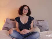 Ersties - Cute Leana Talks About Her Passions While Riding a Toy 9/16