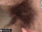 Scary hairy amateur babe soaps up huge bush 10/16