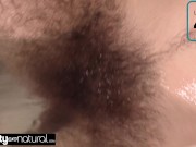 Scary hairy amateur babe soaps up huge bush 11/16