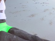 ebony foot domination at beach 15/16