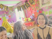 🎉HAPPY NEW YEAR ORGY - 3 girls share one dick 4/16