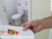 Black slut eats candies and fruits from ass and enjoy it. Bunda doce ( Candy ass). 2/16