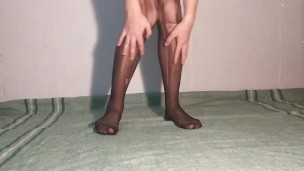 Footfetish from a cute femboy in stockings and sexy lingerie - panties - jockstraps