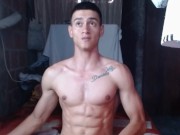 Cuerpo atlético, cuerpo saludable, Cuerpo atractivo Con hermosa polla rosada larga y delgada 3/16