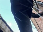 I need to pee. Catch by neighbor. Slow motion. 10/16