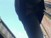 I need to pee. Catch by neighbor. Slow motion. 3/16