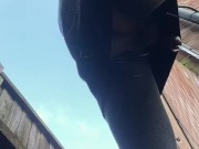 I need to pee. Catch by neighbor. Slow motion. 6/16