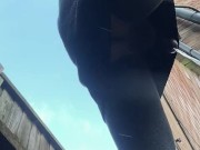 I need to pee. Catch by neighbor. Slow motion. 7/16