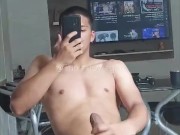 FITNESS MODEL MASTURBATING HIS HUGE COCK 6/16