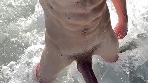 Nudist beach - exhib my 10" cock