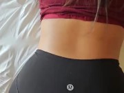 Cheating Wife in leggings got a mouthful of her neighbor's cock