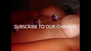 Amateur wife gets a HUGE LOAD OF CUM on her BIG TITS while she was milking a big cock