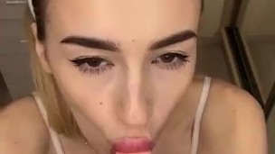 Drooling dildo blowjob