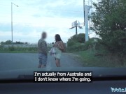 Public Agent Big tits brunette celebrity MILF fucked outdoors against car sloppy POV blowjob in the woods 1/16