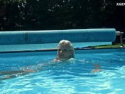 Fun Hungarian babe Zazie Skymm swims naked and horny 3/16