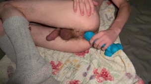Round 2 with Big Blue! asmr twink dildo riding