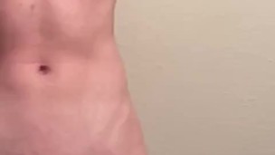Fit young guy stroked his big cock