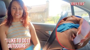 Ersties - Sexy Babe Uses A Large Dildo Until Squirts Outdoors