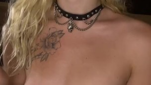 BEAUTIFUL BLONDE SUCKS A DILDO