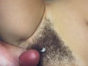 Neighbors 18yr old son fucks my hairy pussy and cums on my thick bush quick 14/16