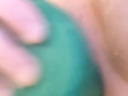 Bathtime fun cumming on big thick bad dragon dildo 7/16