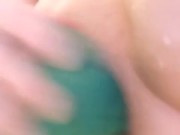 Bathtime fun cumming on big thick bad dragon dildo 8/16