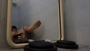 Trying to fuck myself with a big black dildo again