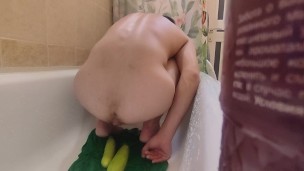 Anal play with zucchini