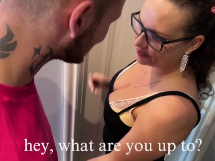 Hot Wife gets two dicks in her ass from her Husband and Stepson after Cheating at a corporate party!