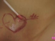 Naughty Blonde Amy Days Paints Hearts All Over Her Bare Pussy! 14/16