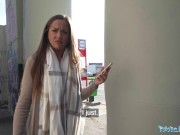 Public Agent Sexy Brunette Gets cash To ride on a strangers fat penis 1/16