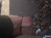 Public Agent Sexy Brunette Gets cash To ride on a strangers fat penis 4/16