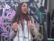 Public Agent Sexy Brunette Gets cash To ride on a strangers fat penis 6/16