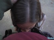 Public Agent Sexy Brunette Gets cash To ride on a strangers fat penis 8/16