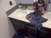 BBW stepmom MILF quickie in the bathroom fucked from behind your pov 13/16