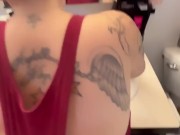 BBW stepmom MILF quickie in the bathroom fucked from behind your pov 4/16