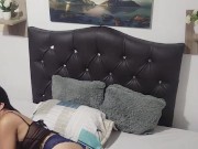 Whore in lingerie fucks herself with teddy bear 2/16