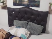 Whore in lingerie fucks herself with teddy bear 4/16