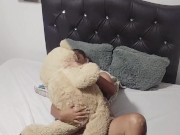 horny latina alone fucks teddy bear
