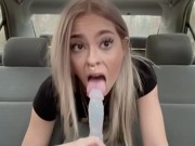 dildo riding in car with leggings 4/16