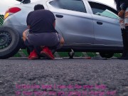 We fucked in the car like crazy and as a thank you for fixing his car 😋 3/16