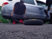 We fucked in the car like crazy and as a thank you for fixing his car 😋 4/16